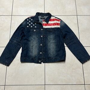 Dsquared2 Women’s Blue USA Flag Starts Stripes Denim Jeans Jacket